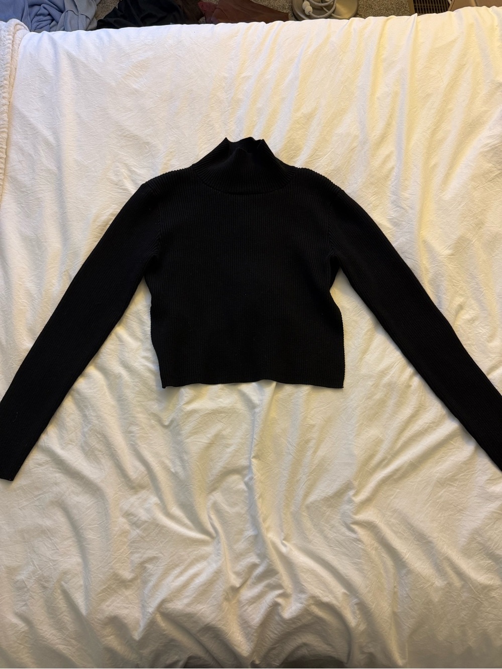 Nasty Gal Black Cropped Ribbed Open Back Turtleneck Sweater